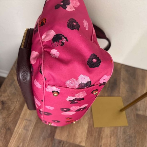 Coach Court Tote With Halftone Floral Print Pink Shoulder Tote Bag - Picture 13 of 16